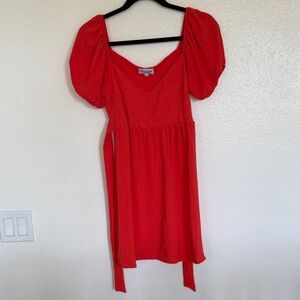 Rolla Coster Vibrant Red Puff Sleeve Mini Dress
